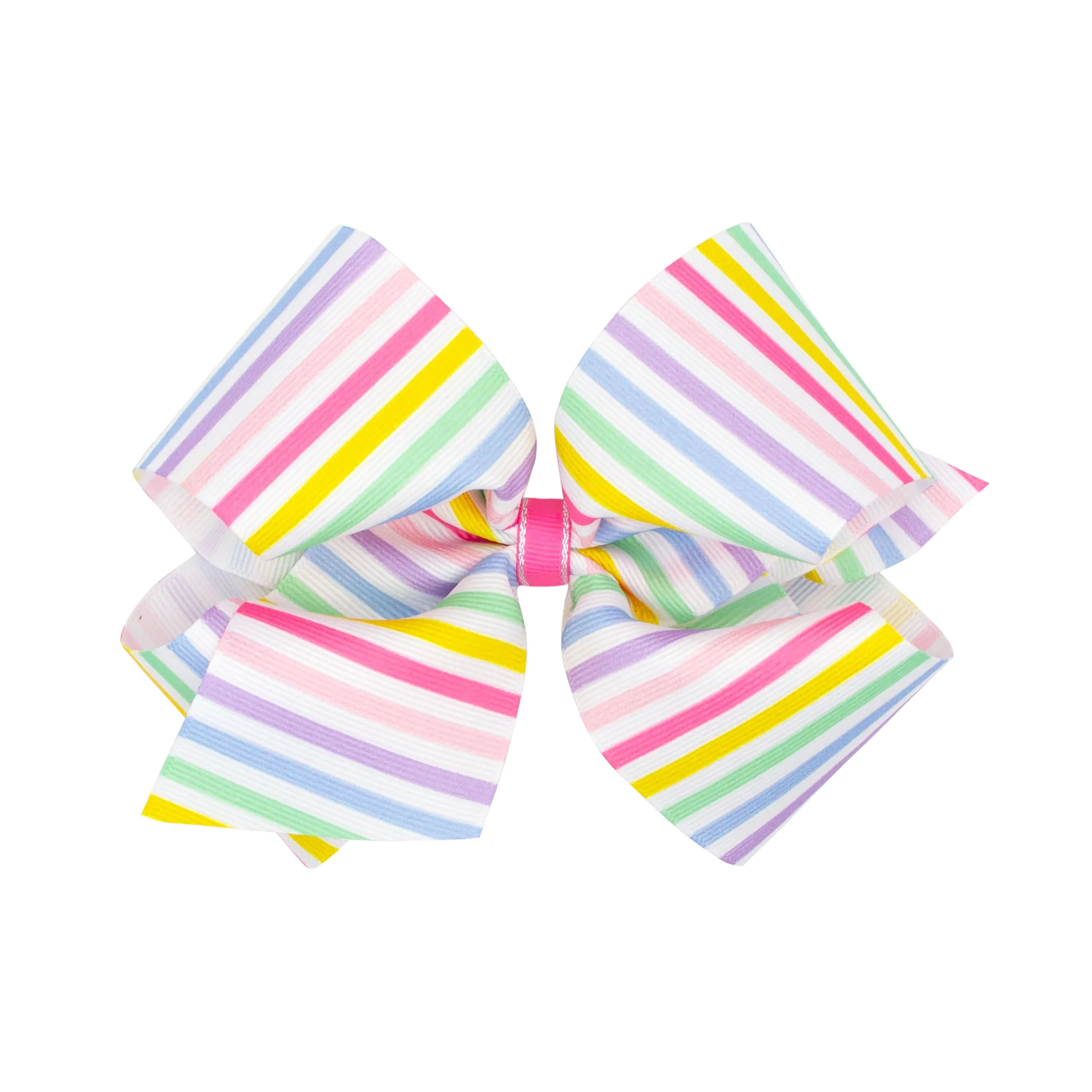 Wee Ones Stripe Print Grosgrain Hair Bow on Clippie - 2 Sizes