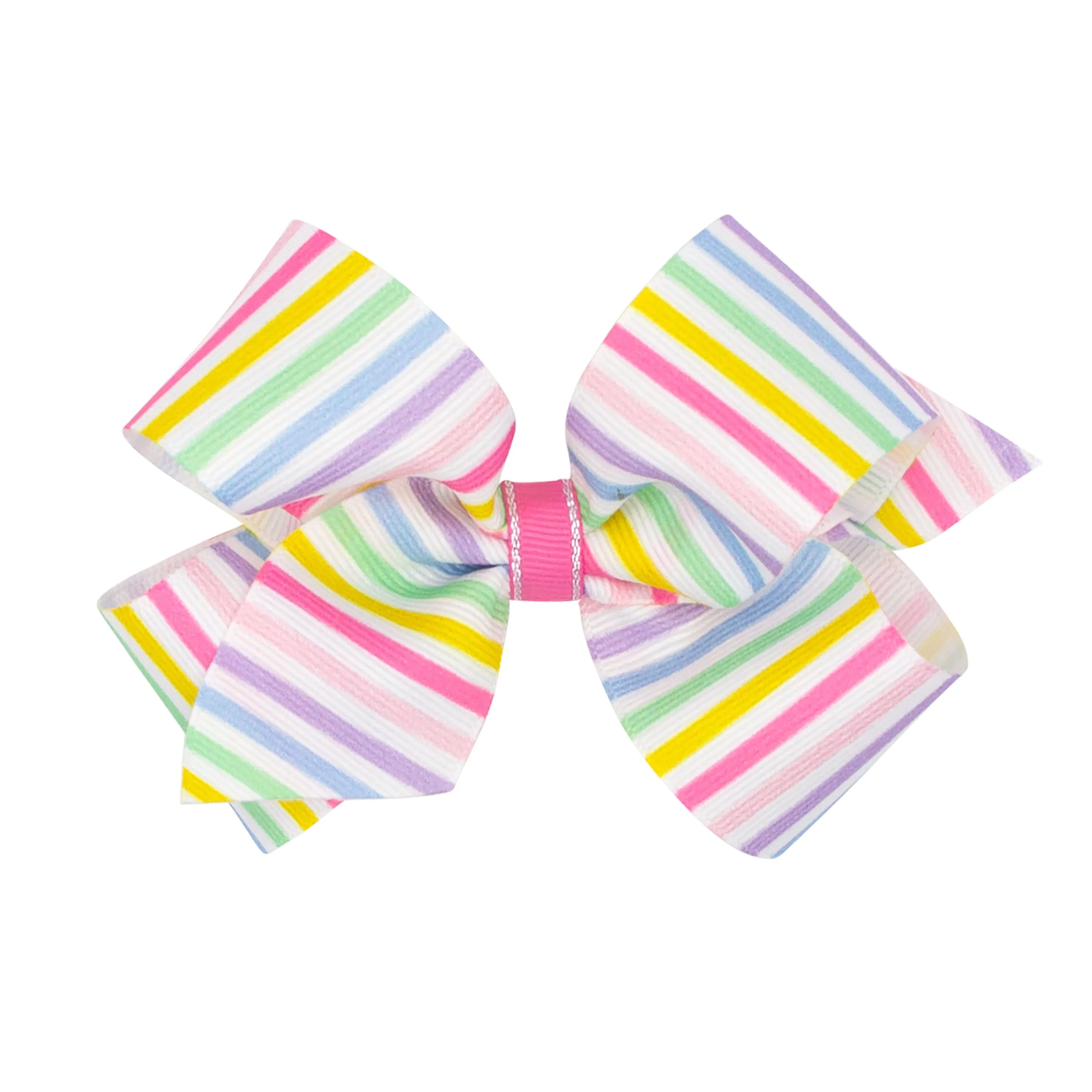 Wee Ones Stripe Print Grosgrain Hair Bow on Clippie - 2 Sizes