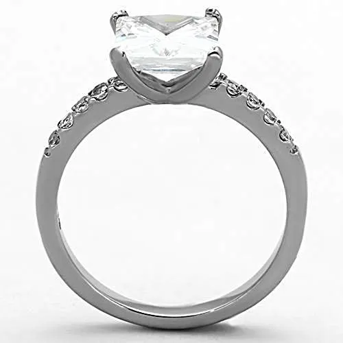 WildKlass Stainless Steel Engagement Ring High Polished (no Plating) Women AAA Grade CZ Clear