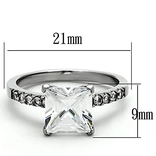 WildKlass Stainless Steel Engagement Ring High Polished (no Plating) Women AAA Grade CZ Clear