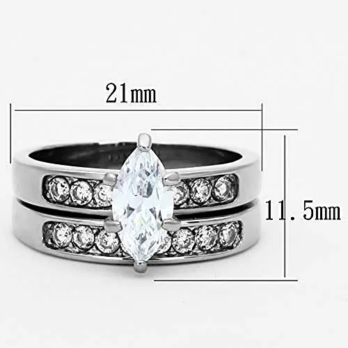 WildKlass Stainless Steel Wedding Ring High Polished (no Plating) Women AAA Grade CZ Clear