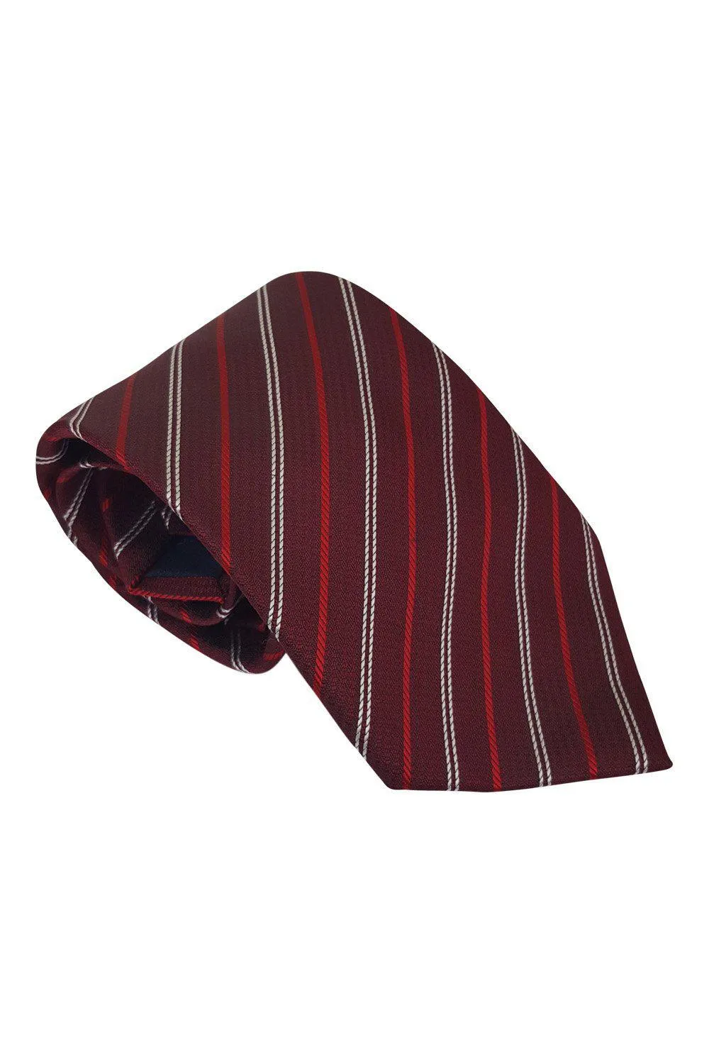 YALY 100% Silk Hand Made Deep Red Tie Diagonal Stripe Repeat (63)