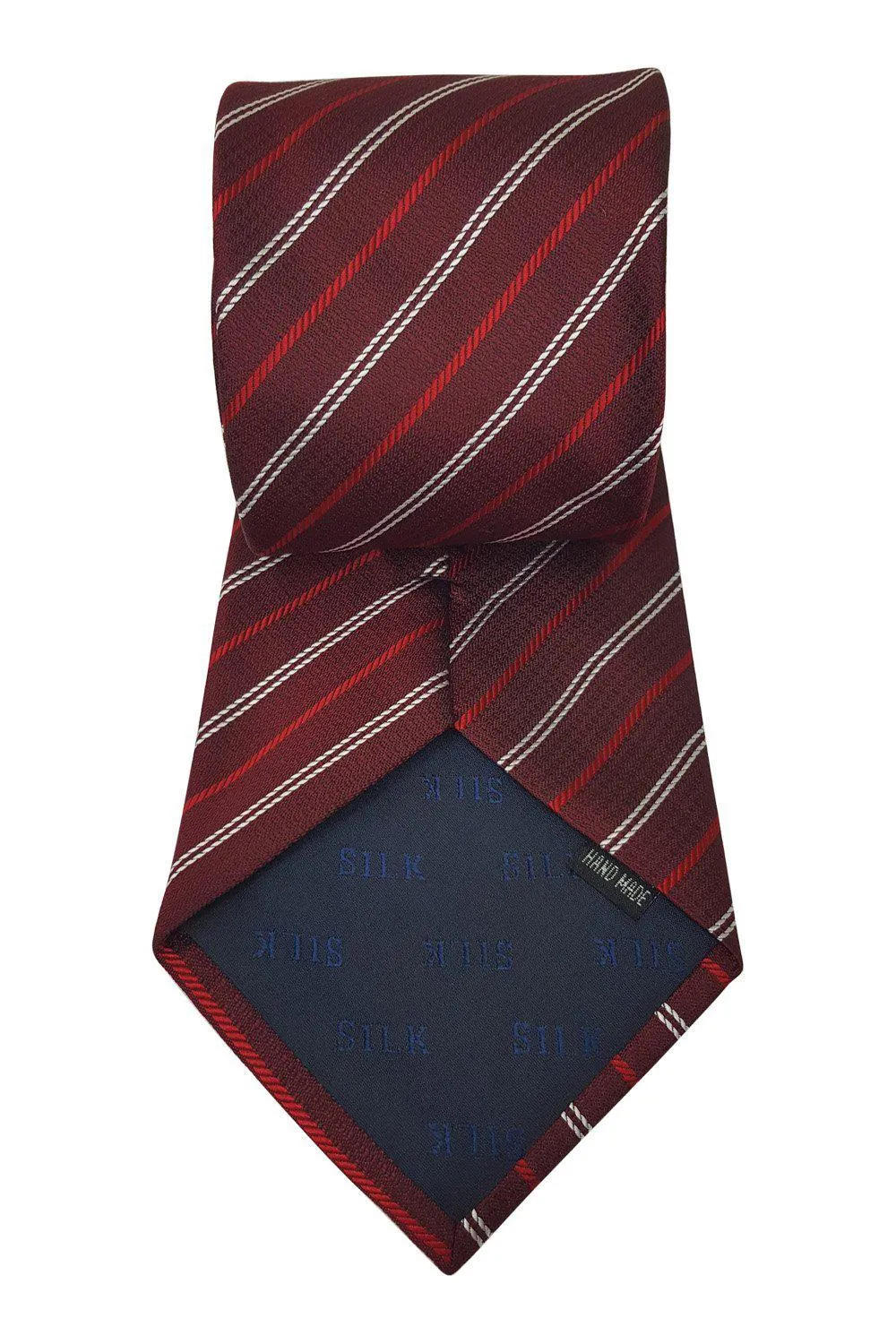 YALY 100% Silk Hand Made Deep Red Tie Diagonal Stripe Repeat (63)