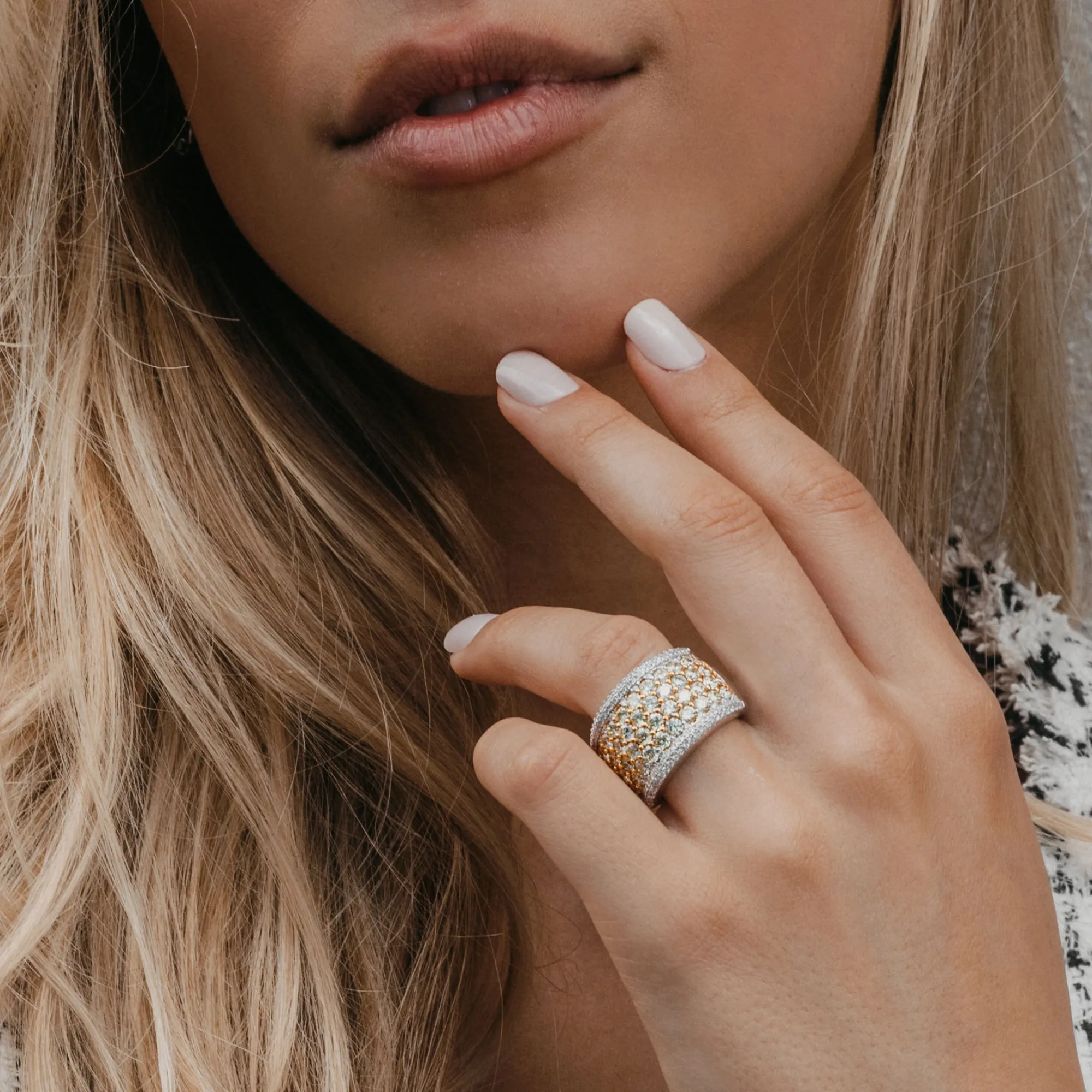 Yellow & White Diamond Statement Ring