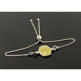 Yellow Sapphire Gemstone Bracelet, Sterling Silver Adjustable Bolo