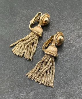 ヴィンテージ TRIFARI タッセル チェーン イヤリング/Vintage TRIFARI Tassel Chain Clip On Earrings